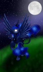 Size: 1024x1706 | Tagged: safe, artist:marsh-mal-oh, princess luna, alicorn, pony, children of the night, g4, alicorn princess, female, improvement, looking up, princess, solo, the magic of night