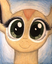 Size: 1056x1296 | Tagged: safe, artist:thefriendlyelephant, oc, oc only, oc:nuk, antelope, gerenuk, adorable face, animal in mlp form, big ears, big eyes, bust, close-up, cute, portrait, smiling, solo, traditional art