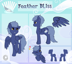 Size: 1280x1138 | Tagged: safe, artist:pastel-pony-princess, oc, oc only, oc:feather bliss, pegasus, pony, male, one eye closed, piercing, reference sheet, smiling, solo, stallion, wink