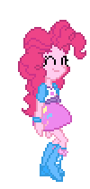 Size: 100x210 | Tagged: safe, artist:botchan-mlp, pinkie pie, equestria girls, g4, animated, balloon, boots, bouncing, bracelet, clothes, cute, desktop ponies, diapinkes, eyes closed, female, gif, high heel boots, jewelry, loop, pixel art, simple background, skipping, skirt, solo, sprite, transparent background, walk cycle