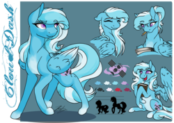 Size: 2820x2000 | Tagged: safe, artist:cloud-dash, oc, oc only, oc:cloud dash, pegasus, pony, book, female, high res, mare, mouth hold, pencil, raised hoof, reference sheet, solo