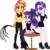 Size: 5599x5652 | Tagged: safe, artist:osipush, sci-twi, starlight glimmer, sunset shimmer, twilight sparkle, equestria girls, g4, absurd resolution, alternate hairstyle, bad, cat o' ninetails, clothes, counterparts, eyeliner, eyeshadow, female, fishnet stockings, goth, hilarious in hindsight, leotard, makeup, simple background, transparent background, trio, twilight's counterparts, whip