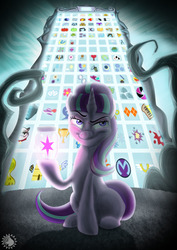 Size: 707x1000 | Tagged: safe, artist:cheetagonzita, starlight glimmer, pony, unicorn, g4, my little pony: friendship is magic, the cutie map, cutie mark vault, female, jar, smirk, solo