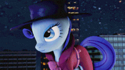Size: 350x197 | Tagged: safe, artist:tsuriadragon, rarity, g4, 3d, animated, clothes, detective, detective rarity, female, gif, source filmmaker