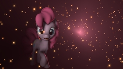 Size: 1920x1080 | Tagged: safe, artist:dirtyker, pinkie pie, earth pony, pony, g4, 3d, female, raised hoof, solo, stars, tongue out, wallpaper