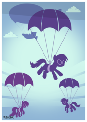 Size: 2135x3000 | Tagged: safe, artist:brony-works, pony, airship, goggles, high res, parachute, poster, skydiving