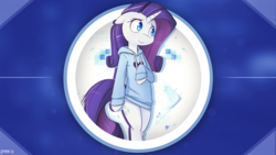 Size: 1920x1080 | Tagged: safe, artist:drakesparkle44, artist:game-beatx14, artist:hoodie, edit, rarity, pony, unicorn, semi-anthro, g4, clothes, cute, female, hoodie, mare, solo, vector, wallpaper, wallpaper edit