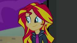 Size: 1280x714 | Tagged: safe, screencap, sunset shimmer, equestria girls, g4, my little pony equestria girls: rainbow rocks, cute, female, happy, shimmerbetes, smiling, solo