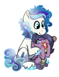 Size: 3000x3911 | Tagged: safe, artist:marukouhai, oc, oc only, oc:anthony van hoof, dracony, dragon, earth pony, hybrid, pony, eating, gem, half-siblings, high res, interspecies offspring, offspring, parent:ivory, parent:rarity, parent:spike, parents:sparity