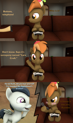 Size: 1920x3240 | Tagged: safe, artist:red4567, button mash, rumble, oc, oc:cream heart, earth pony, pony, g4, 3d, april fools, april fools 2017, april fools joke, blushing, colt, comic, dialogue, earth pony oc, female, foal, male, mare, mother and child, mother and son, prank, prank call, source filmmaker