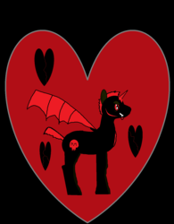 Size: 1146x1472 | Tagged: safe, artist:thanotos omega, edit, oc, oc only, alicorn, bat pony, bat pony unicorn, hybrid, pony, unicorn, alicorn oc, joke oc, red and black oc