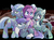 Size: 1600x1189 | Tagged: safe, artist:tyuubatu, limestone pie, marble pie, maud pie, pinkie pie, earth pony, pony, g4, clothes, eyeshadow, female, group, hug, lidded eyes, looking at you, makeup, mare, pie sisters, pinkamena diane pie, quartet, siblings, sisters, smiling, teary eyes