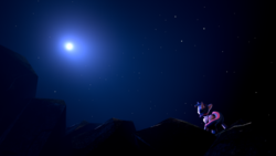 Size: 3840x2160 | Tagged: safe, artist:thefloatingtree, twilight sparkle, alicorn, pony, g4, 3d, female, high res, looking up, mountain, night, solo, source filmmaker, stars, twilight sparkle (alicorn)