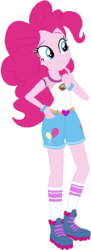 Size: 212x585 | Tagged: safe, artist:ra1nb0wk1tty, pinkie pie, equestria girls, g4, my little pony equestria girls: legend of everfree, balloon, boots, bracelet, camp everfree outfits, clothes, female, hand on hip, heart, jewelry, shorts, simple background, socks, solo, white background