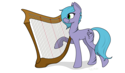 Size: 6000x3500 | Tagged: safe, artist:renderstarfall, oc, oc only, oc:symphony may, earth pony, pony, absurd resolution, grand, harp, music, musical instrument, musician, orchestral, solo