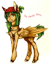 Size: 467x612 | Tagged: safe, artist:candyflora, oc, oc only, pegasus, pony, bandana, female, mare, simple background, solo, white background