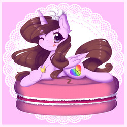 Size: 3000x3000 | Tagged: safe, artist:togeticisa, oc, oc only, oc:clefficia, alicorn, pony, alicorn oc, female, high res, mare, one eye closed, prone, solo, tongue out, wink