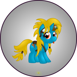 Size: 4000x4000 | Tagged: safe, artist:lakword, oc, oc only, oc:isabelle, female, filly, happy, simple background, solo, steampunk, tongue out, transparent background