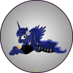 Size: 4000x4000 | Tagged: safe, artist:lakword, princess luna, alicorn, pony, gamer luna, g4, clothes, cute, female, lying down, relaxing, simple background, socks, solo, striped socks, transparent background