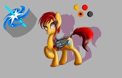 Size: 1116x716 | Tagged: safe, artist:elmutanto, oc, oc only, oc:aurora shine, pegasus, pony, amputee, artificial wings, augmented, equestria girls ponified, mechanical wing, ponified, prosthetic limb, prosthetic wing, prosthetics, quasar, red mane, wings