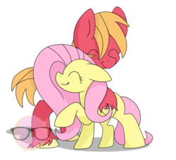 Size: 1024x931 | Tagged: safe, artist:donutnerd, big macintosh, fluttershy, earth pony, pony, g4, eyes closed, female, hug, male, mare, ship:fluttermac, shipping, simple background, smiling, stallion, straight, transparent background