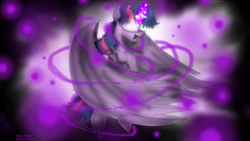 Size: 1024x577 | Tagged: safe, artist:zeezou2, twilight sparkle, alicorn, pony, g4, angry, glowing eyes, glowing horn, horn, magic, open mouth, rage, twilight sparkle (alicorn), unlimited power, wings, xk-class end-of-the-world scenario
