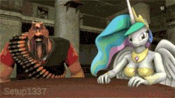 Size: 300x169 | Tagged: safe, artist:setup1337, princess celestia, princess luna, anthro, plantigrade anthro, g4, 3d, animated, animated at source, april fools, faic, female, gif, heavy weapons guy, male, source filmmaker, team fortress 2, youtube link