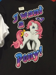 Size: 3264x2448 | Tagged: safe, sundance, g1, clothes, high res, i want a pony!, price tag, shirt, t-shirt, wondercon 2017