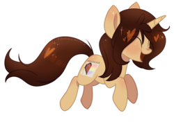 Size: 1753x1253 | Tagged: safe, artist:starchasesketches, oc, oc only, oc:melany, pony, unicorn, blushing, excited, female, happy, jumping, open mouth, paint tool sai, simple background, solo, transparent background, vector