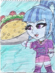 Size: 1796x2376 | Tagged: safe, artist:carlos1976, sonata dusk, equestria girls, g4, female, food, solo, sonataco, taco, that girl sure loves tacos, that siren sure does love tacos, traditional art, watermark