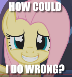 Size: 462x498 | Tagged: safe, screencap, fluttershy, pony, g4, grin, image macro, meme, nervous, nervous smile, question, smiling