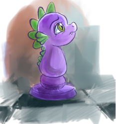 Size: 478x512 | Tagged: safe, artist:pon_pon_pon, spike, dragon, g4, abuse, chess, crying, male, pawn, solo, spikeabuse