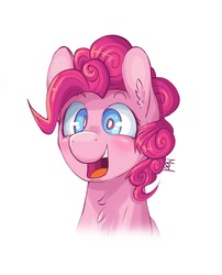 Size: 1257x1559 | Tagged: safe, artist:mad-maker-cat, pinkie pie, earth pony, pony, g4, bust, female, portrait, simple background, smiling, solo, white background