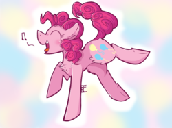 Size: 2047x1535 | Tagged: safe, artist:mad-maker-cat, pinkie pie, earth pony, pony, g4, chest fluff, eyes closed, female, happy, singing, solo