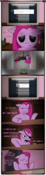 Size: 1245x4742 | Tagged: safe, artist:underwoodart, gummy, pinkie pie, pony, ask pink-pony, g4, angry, catsuit, comic, computer, demoman, demoman (tf2), eyepatch, glass, high res, laser, meet the demoman, mission impossible, pinkamena diane pie, team fortress 2, tumblr