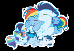 Size: 1024x717 | Tagged: safe, artist:starlightglimmer703, rainbow dash, soarin', oc, pony, g4, female, male, offspring, parent:rainbow dash, parent:soarin', parents:soarindash, scar, ship:soarindash, shipping, straight, watermark