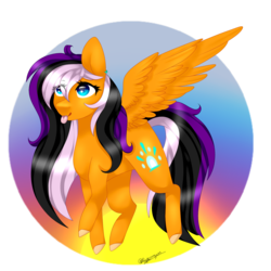 Size: 1500x1500 | Tagged: safe, artist:purple-owo, oc, oc only, oc:sunrise, pegasus, pony, female, mare, solo, spread wings, tongue out, wings