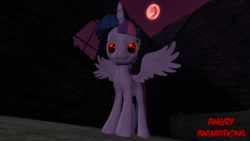 Size: 1280x720 | Tagged: safe, artist:angryanimations, twilight sparkle, alicorn, pony, g4, 3d, corrupted, evil, gmod, moon, red eyes, twilight sparkle (alicorn)