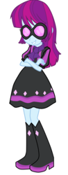 Size: 2669x6788 | Tagged: safe, artist:mariairini, mystery mint, photo finish, equestria girls, g4, absurd resolution, background human, boots, clothes, clothes swap, crossed arms, female, glasses, high heel boots, looking at you, scarf, simple background, solo, transparent background