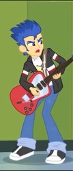 Size: 205x480 | Tagged: safe, screencap, flash sentry, equestria girls, g4, my little pony equestria girls: rainbow rocks, clothes, guitar, jacket, male, pants, shoes, sneakers, solo
