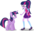 Size: 7500x6850 | Tagged: safe, artist:limedazzle, sci-twi, twilight sparkle, alicorn, human, pony, equestria girls, g4, absurd resolution, bowtie, clothes, female, glasses, human ponidox, looking at each other, mare, mary janes, pony counterpart, ponytail, raised leg, self ponidox, shoes, show accurate, simple background, skirt, socks, square crossover, transparent background, twilight sparkle (alicorn), twolight, vector