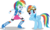 Size: 7500x4488 | Tagged: safe, artist:limedazzle, rainbow dash, human, pegasus, pony, equestria girls, g4, absurd resolution, backwards cutie mark, boots, bracelet, clothes, female, giggling, goggles, human ponidox, jewelry, mare, open mouth, pony counterpart, self ponidox, show accurate, simple background, socks, square crossover, transparent background, vector, wristband