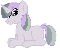 Size: 336x288 | Tagged: safe, artist:glamgoria-morose, oc, oc only, oc:pillow fluff, pony, unicorn, blank flank, magical lesbian spawn, offspring, parent:marble pie, parent:oc:indigo dreams, parents:canon x oc, solo
