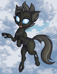 Size: 1024x1330 | Tagged: safe, artist:gracewolf, oc, oc only, oc:crucible, changeling, changeling oc, female, solo, white changeling