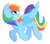 Size: 1974x1732 | Tagged: safe, artist:themodpony, rainbow dash, pegasus, pony, g4, backwards cutie mark, cutie mark, female, hooves, lineless, looking back, mare, simple background, smiling, smug, solo, teeth, transparent background, turned head, wings