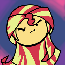 Size: 1000x1000 | Tagged: safe, artist:umbraamethyst, sunset shimmer, equestria girls, g4, :i, female, frown, game grumps, grumpy, icon, solo