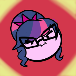 Size: 1000x1000 | Tagged: safe, artist:umbraamethyst, sci-twi, twilight sparkle, equestria girls, g4, :i, alternate hairstyle, female, game grumps, glasses, icon, solo