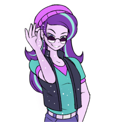 Size: 3900x4200 | Tagged: safe, alternate version, artist:marik azemus34, starlight glimmer, equestria girls, g4, absurd resolution, beanie, clothes, female, food, forum weapon, grin, hat, looking at you, meme, reaction image, salt, salt bae, simple background, smiling, smug, solo, transparent background