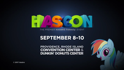 Size: 1136x640 | Tagged: safe, rainbow dash, g4, convention, dunkin donuts, hasbro, hascon, video at source