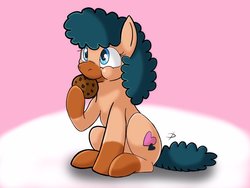 Size: 1024x768 | Tagged: safe, artist:darastrix, oc, oc only, oc:heartspring, chubby cheeks, cookie, food, simple background
